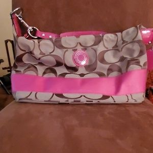 Coach Pink and Brown Hobo Bag